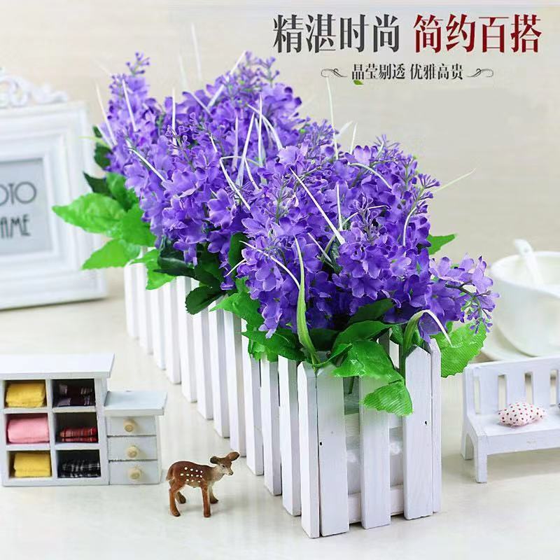 大尺寸摆放栅栏仿真花绢花干花假花套装卧室装饰花玫瑰花假花摆件[7月24日发完] 尤加利 30厘米栅栏