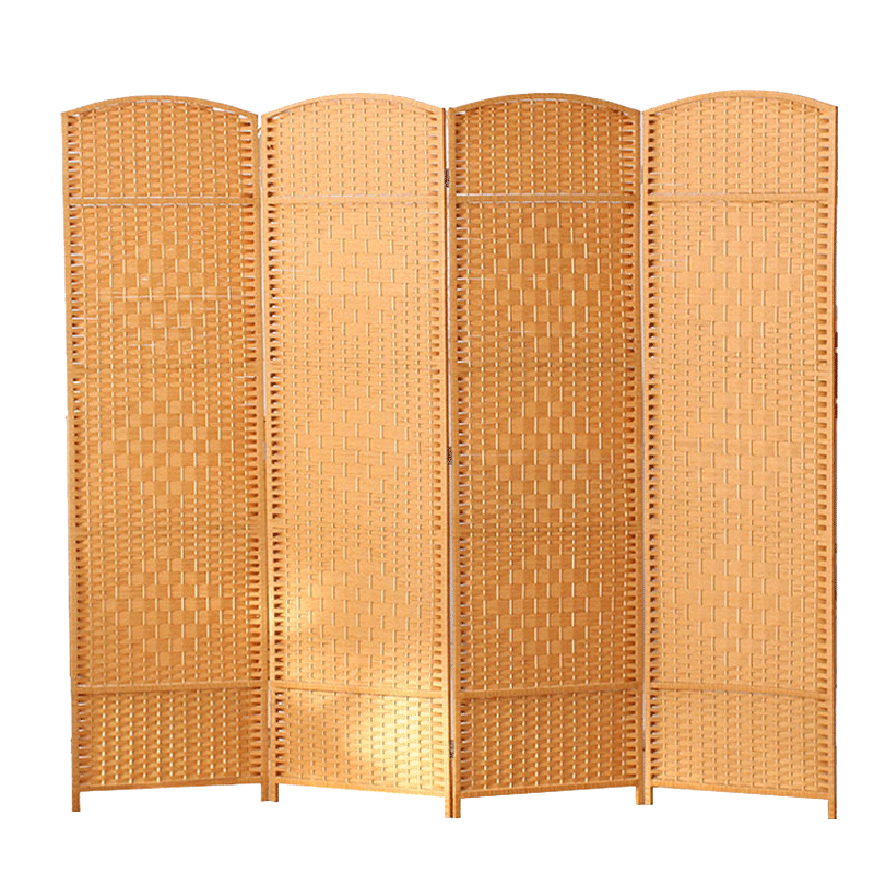 中式藤编屏风隔断墙 简约现代折叠移动折屏 隔断装饰客厅小户型 1.8米上下镂空（两片）