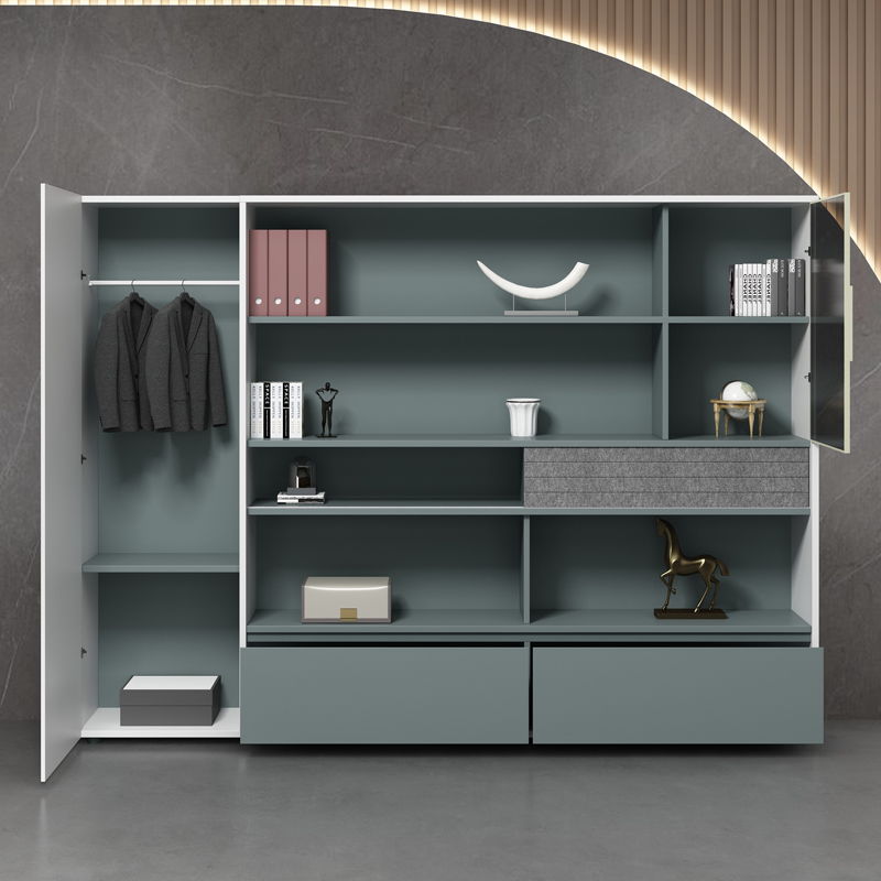 创世人 办公书柜文件柜资料柜带锁柜子储物柜办公室木质办公柜档案柜高清大图