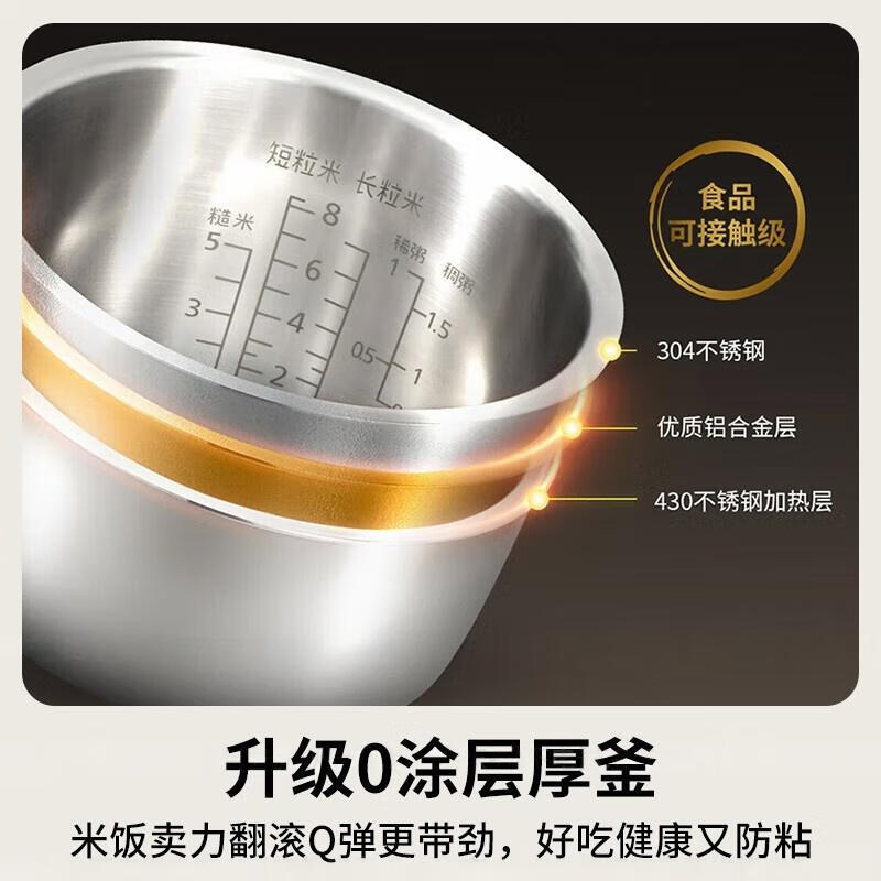 松下(Panasonic)饭光光0涂层电饭煲 多功能IH加热智能电饭锅 不锈钢内胆 2.9升 SR-HS301N-W高清大图