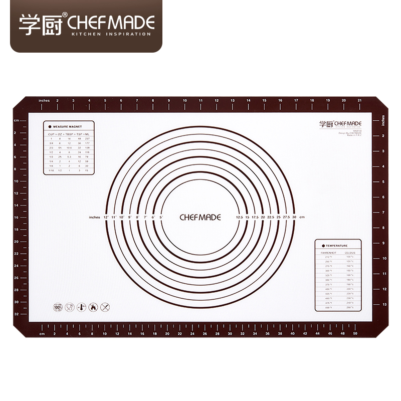 学厨 60*40cm大号面案 硅胶垫 烘焙工具 和面垫 案板硅胶面板擀面板 防滑揉面垫 家用食品级 WK9146
