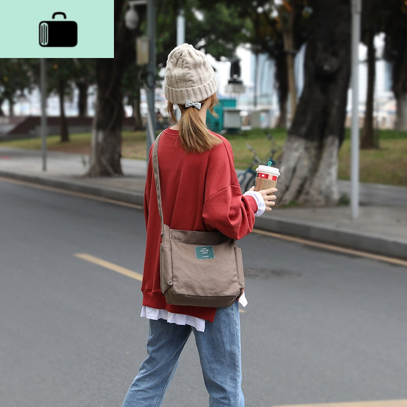 原创布包女帆布斜挎包女百搭学生休闲单肩帆布袋ins中包斜挎newlake