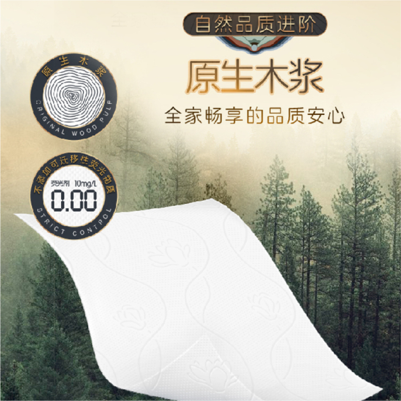 清风&敦煌文创 原木 纯品系列4层加厚纸巾 110g 12卷/提高清大图