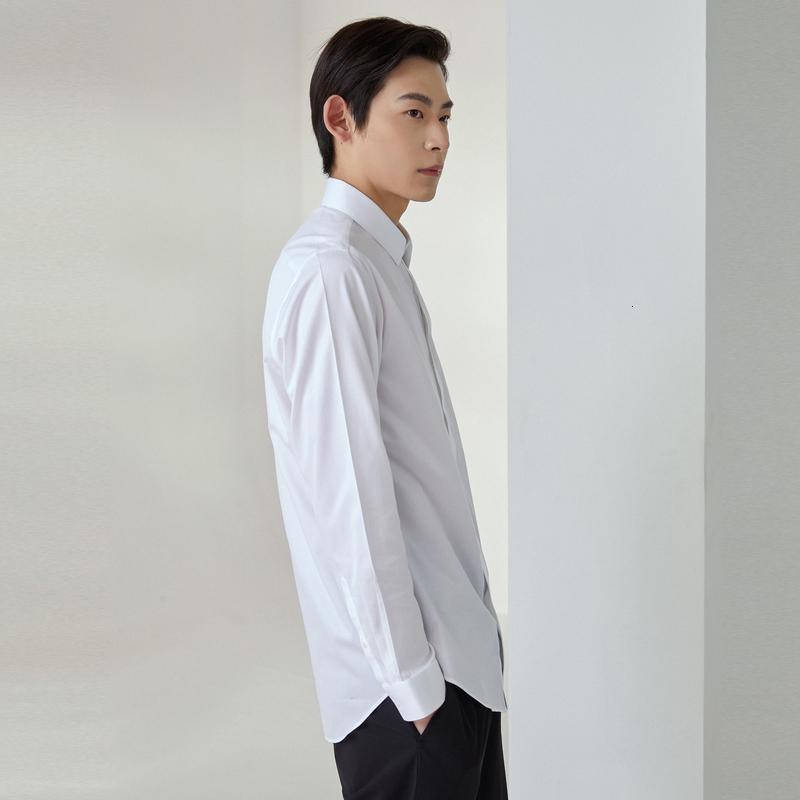 165]mecity男装2021夏季新款衬衣纯棉dp免烫抗紫外线冰感蓝色衬衫男士