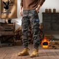 花花公子新款2025冬新款男士潮流日系多口袋休闲垂感显高迷彩加绒工装裤_728