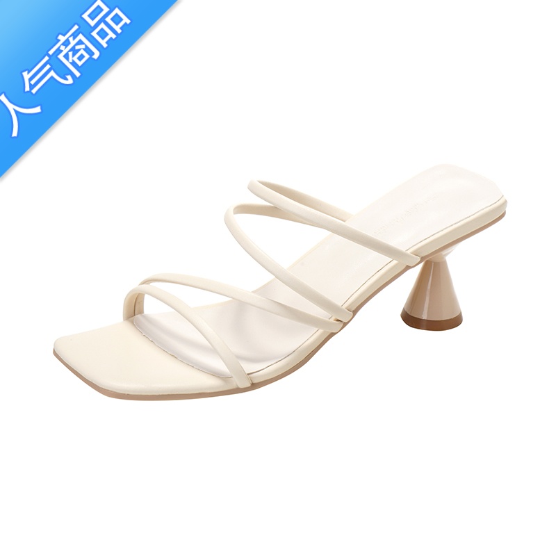 SUNTEK凉鞋2023年夏季新款女中跟小码313233拖鞋女两穿舒适性感方头高清大图