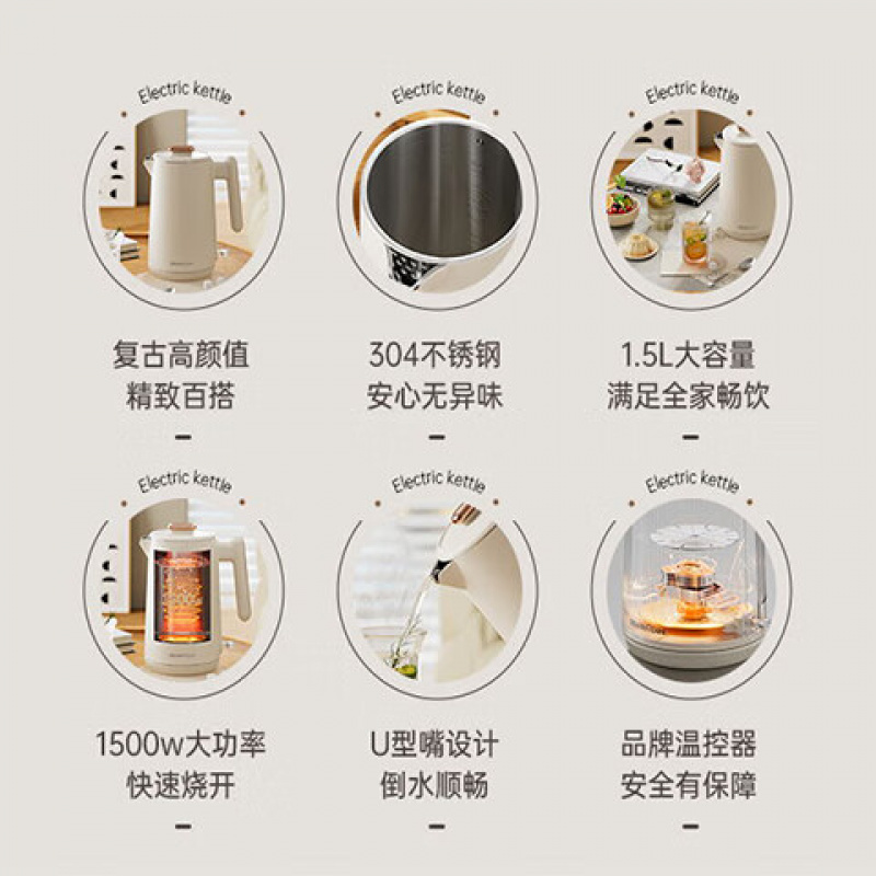 尚尼 SZ-H01 双层防烫电热水壶高清大图