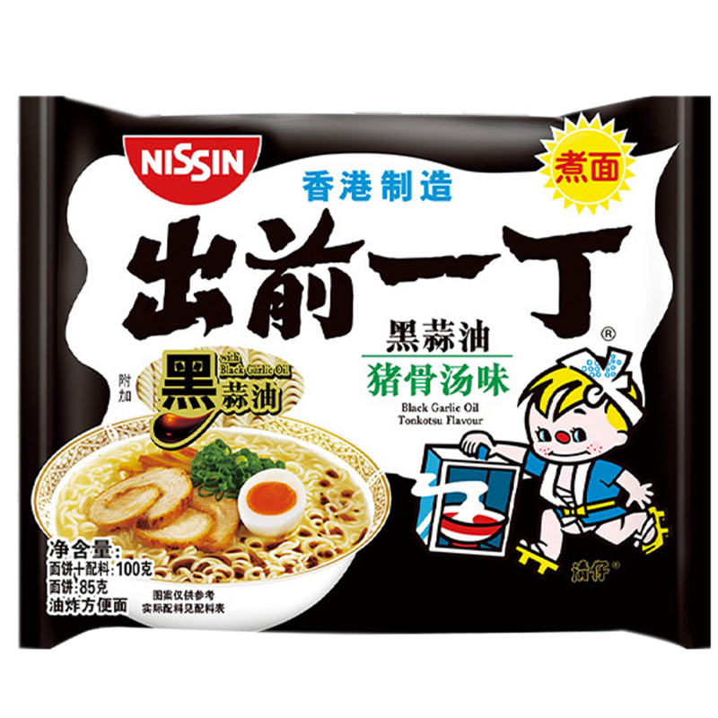 日清出前一丁黑蒜油猪骨汤味方便面 100G