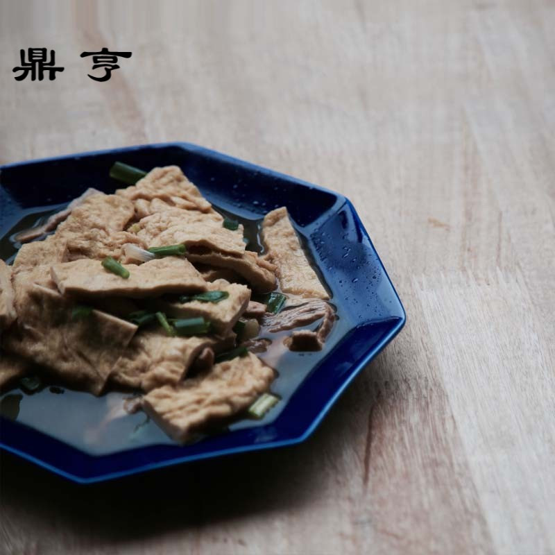 鼎亨原创景德镇高温陶瓷餐具中式创意餐盘平盘手工异形菜盘子果盘