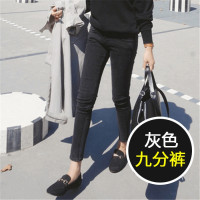 新款秋冬九分牛仔裤女胖mm韩版加绒高腰弹力加厚长裤加大码黑色小脚裤