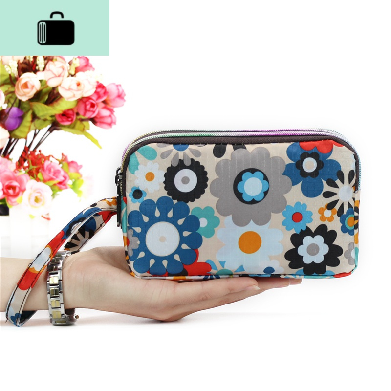 新款布艺女士长款钱包手拿包三层拉链帆布大屏手机包零钱包小包女new