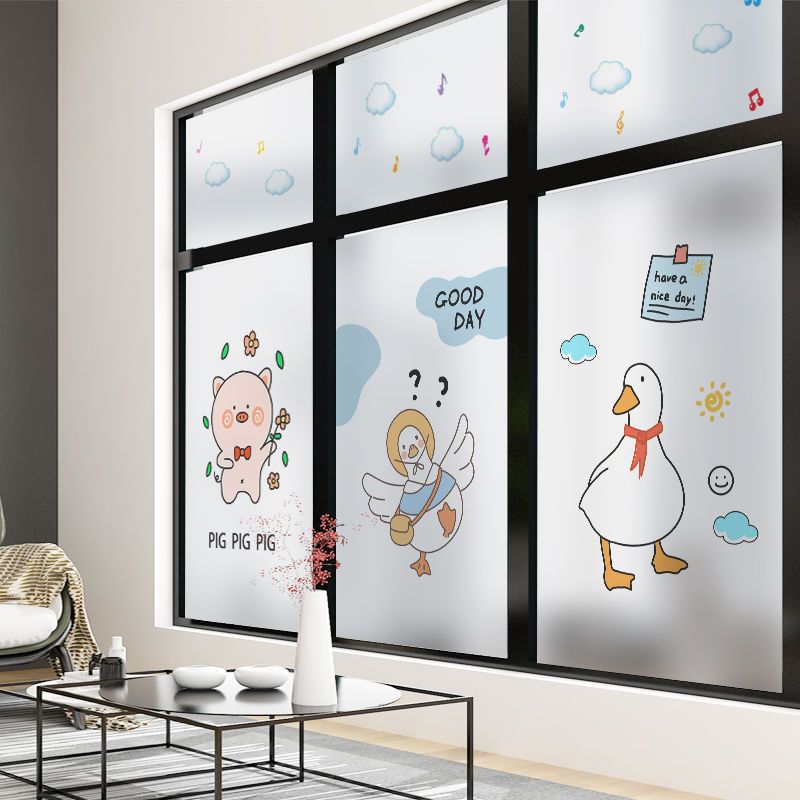 玻璃贴纸儿童房浴室窗户创意窗贴可爱熊猫卧室移门卫生间贴膜>800_800