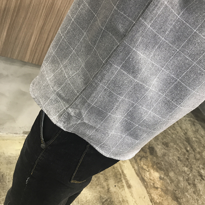 吉普战车2021年夏季新款男士衬衫男商务休闲时尚格子短袖衬衫男士中青年工装衬衣男士外套寸衫大码男装百搭潮款-5