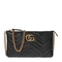 [畅享]GUCCI 古驰 女士皮革黑色单肩包斜挎包 443447-DRW1T-1000