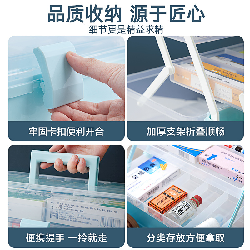 JEKO&JEKO 大号多功能药箱收纳箱塑料药盒家庭医药箱急救箱药品收纳盒化妆盒医疗箱家用医药箱 SWB-5490