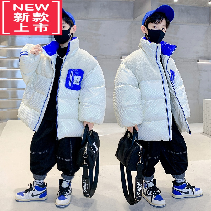 可莉允儿童装男童冬装棉衣外套2022新款中大童冬季棉服男孩二棉加厚棉袄