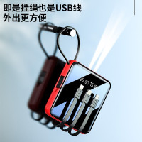 ZNNCO充电宝20000毫安时自带线大容量便携式移动电源 镜黑[旗舰版]自带四线丨可上飞机丨数显+灯 超薄小巧迷你通用