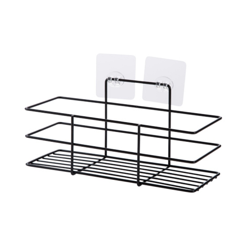免打孔浴室置物架卫生间洗漱架 壁挂卫浴架子化妆品收纳架 黑色