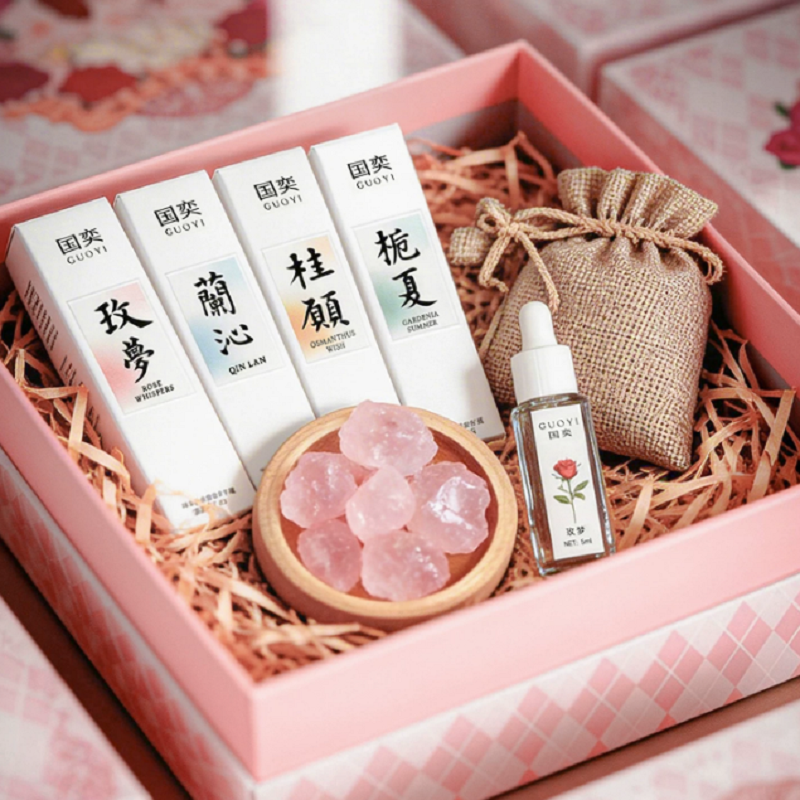 国奕香氛礼盒香薰晶石花香护手霜 香氛护手霜+精油 35g*4 5ML*1 (单位:套)