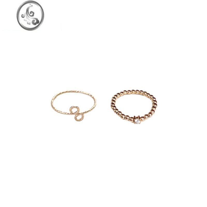 JiMi小众设计美产金色开口可调脚趾戒指方钻金珠弹力脚戒脚饰组合图片