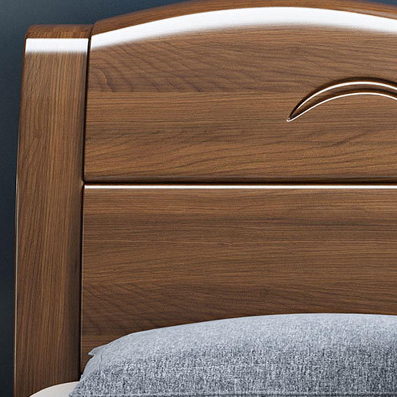 臻远ZY4022920胡桃木实木床1.8米双人床含一个床头柜高清大图