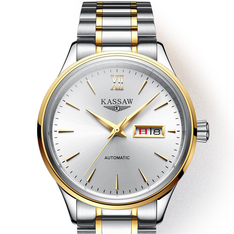 卡梭(KASSAW)手表男士自动机械表男表防水钢带时尚日历商务男士手表 K883