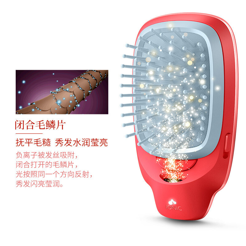 飞利浦(Philips) 负离子梳 按摩梳造型美发梳呵护头发防静电梳子颐和园联名女神专属礼盒HP4722/35BP红色