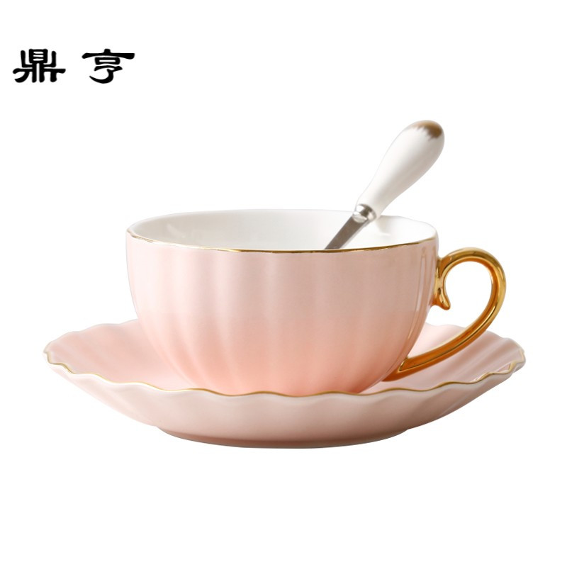 鼎亨陶瓷咖啡杯欧式金边咖啡杯碟勺套装英式花茶杯子家用下午茶杯