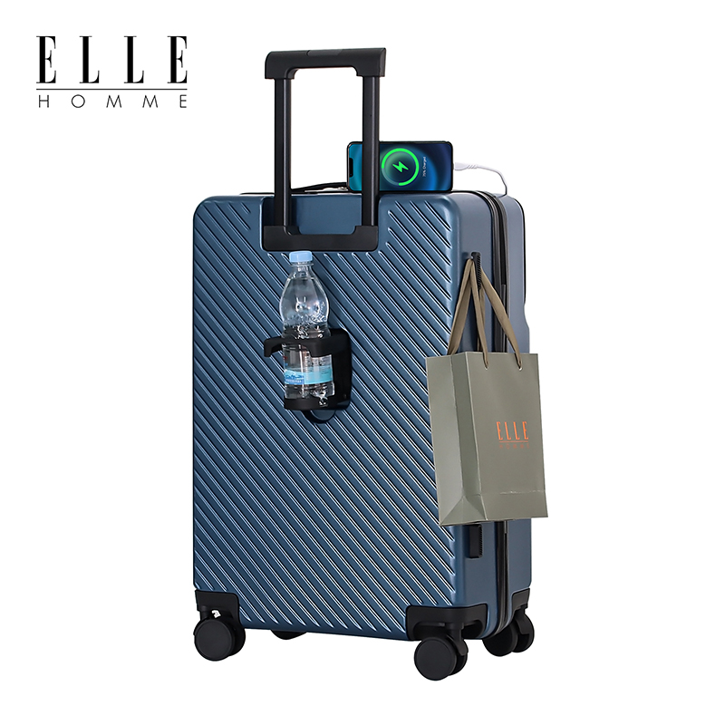 ELLE HOMME EH-2308 前开盖多功能商务拉杆箱 20寸高贵蓝