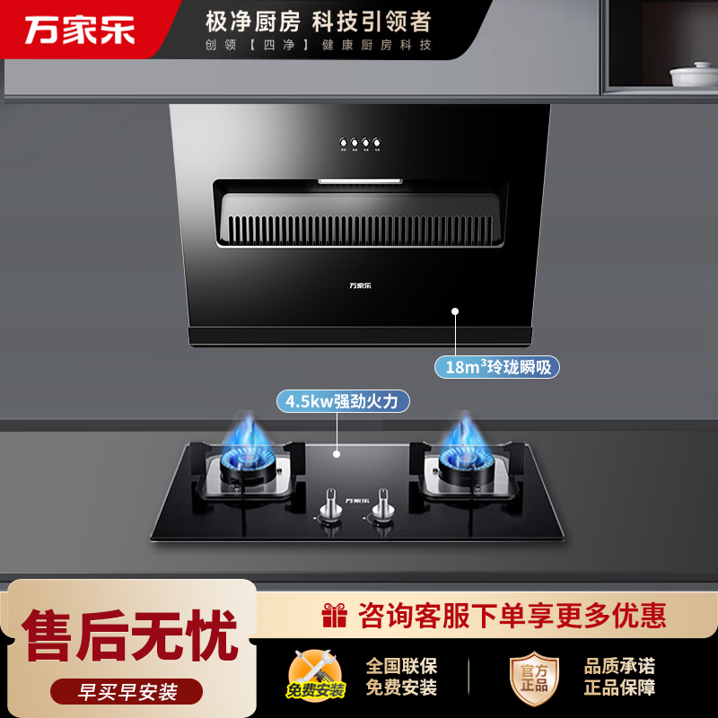 万家乐 油烟机灶具套餐 烟灶两件套AL031+LAY3 侧吸18立方大吸力油烟机燃气灶套装 天然气