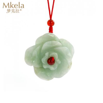 梦克拉 翡翠玫瑰花吊坠 娇艳玫瑰 翡翠花朵项坠 娇艳玫瑰