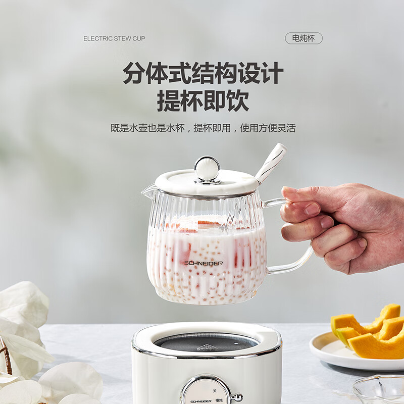 施耐德(Schneider)外出便携式低音炖煮电炖杯 0.6L SWK-XDBL01高清大图