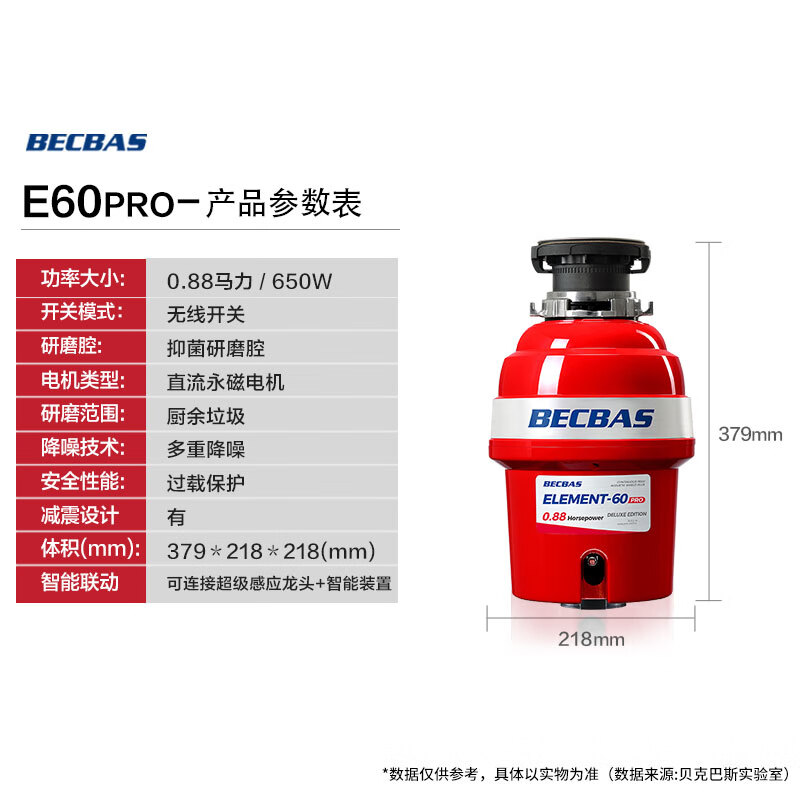 贝克巴斯(BECBAS)E60PRO +F01水龙头 全自动智能垃圾处理器 智联出水调速关机高清大图