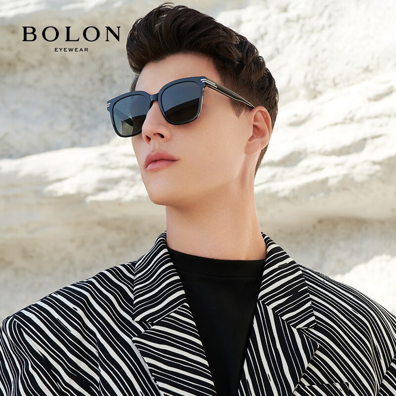 暴龙(BOLON)暴龙眼镜猫眼太阳镜王俊凯同款偏光潮墨镜男BL3107 C10-灰色/亮黑偏光