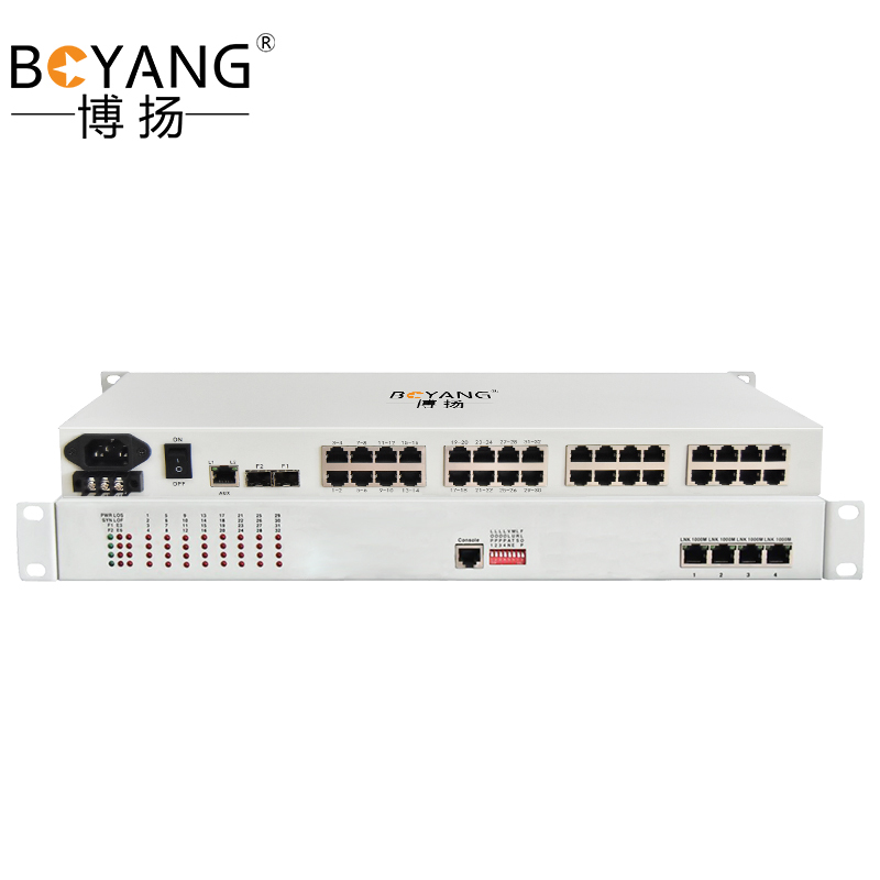博扬 BY-32E1-4EV PDH光端机32E1 32路2M+4路以太网带物理隔离 LC单纤20公里机架式 1对价