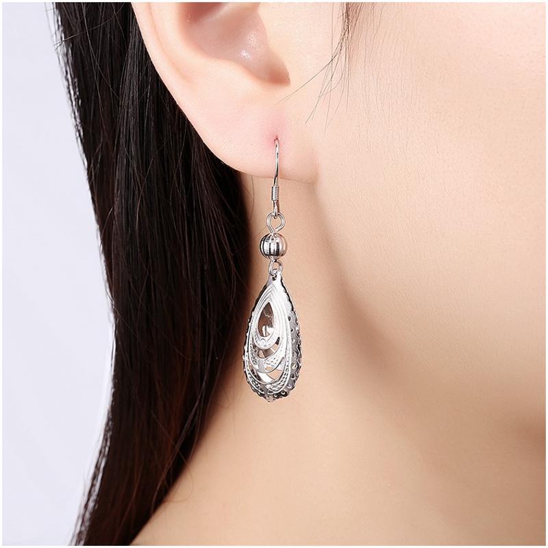 E072 Silver Earrings 925纯银耳环日韩耳钉女气质长款简约防过敏送女朋友七夕情人节礼物