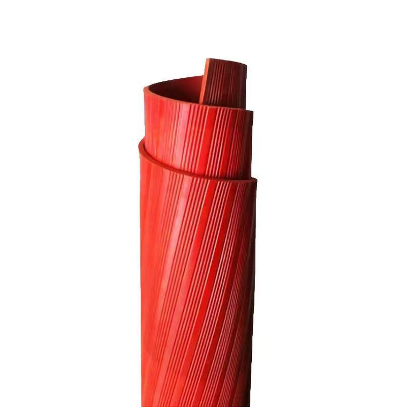 伟鹏双兴 条纹绝缘橡胶板防滑橡胶垫 1米*8米*3mm[红色6kv]/卷高清大图