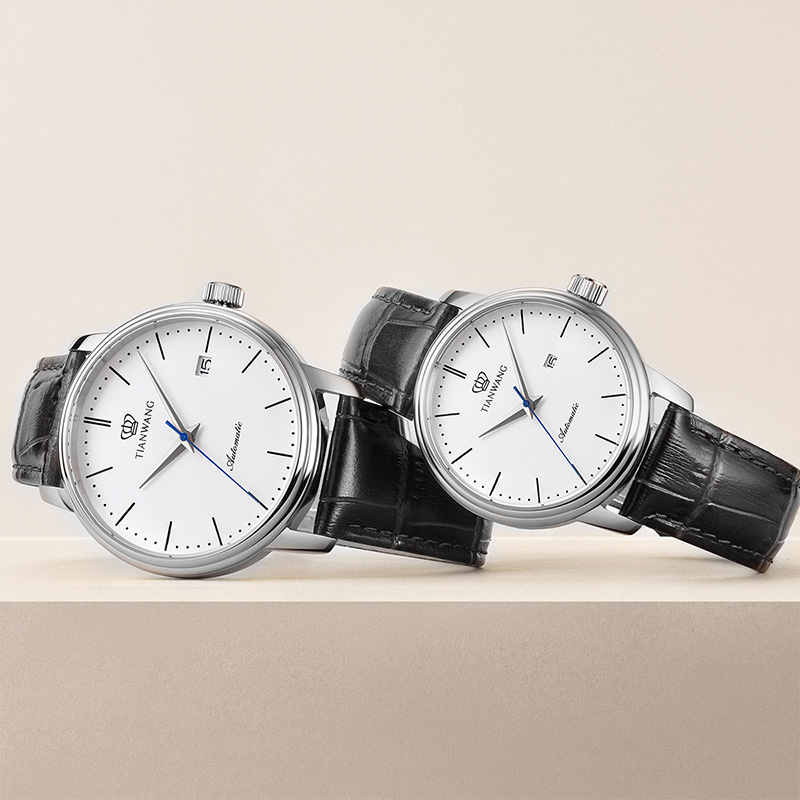 天王表情侣表皮带自动机械表时尚休闲男表精致百搭女表腕表送生日礼物推荐5914高清大图