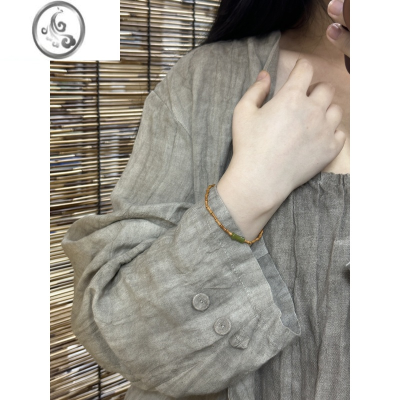 jimi青玉竹节橄榄核手链小众精致文艺复古国风民族风首饰手串