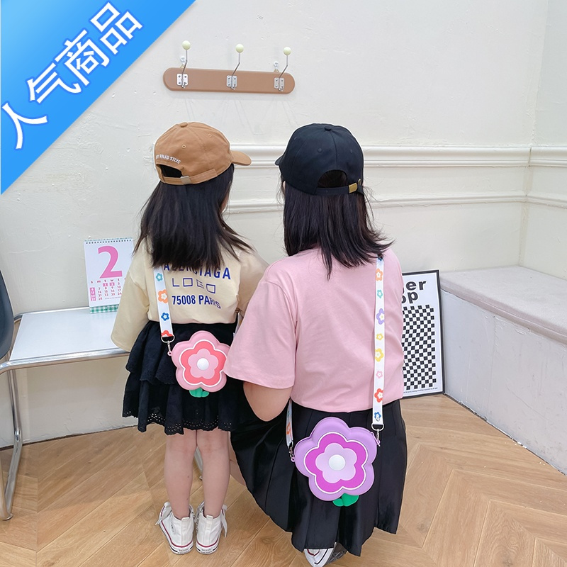 封后儿童包包女可爱小斜挎包2022夏季新款马卡龙花朵硅胶包女童单肩包