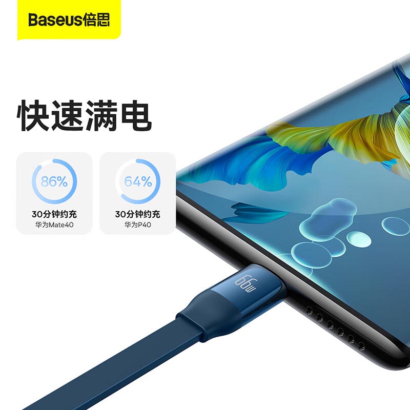 倍思(BASEUS) 明镜系列2 随意拉伸一拖三快充数据线USB to M+L+C 3.5A 1.1m 天蓝色高清大图