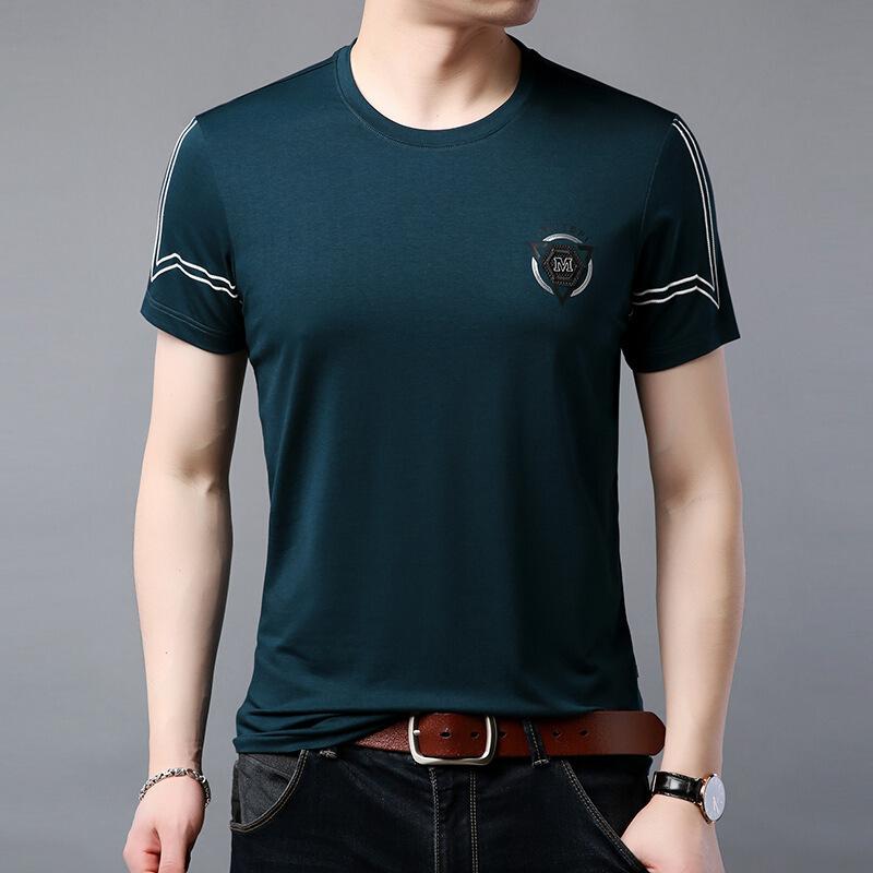 短袖t恤男圆领净色 2021热卖青年男装春夏新款男士时尚t恤男式休闲套