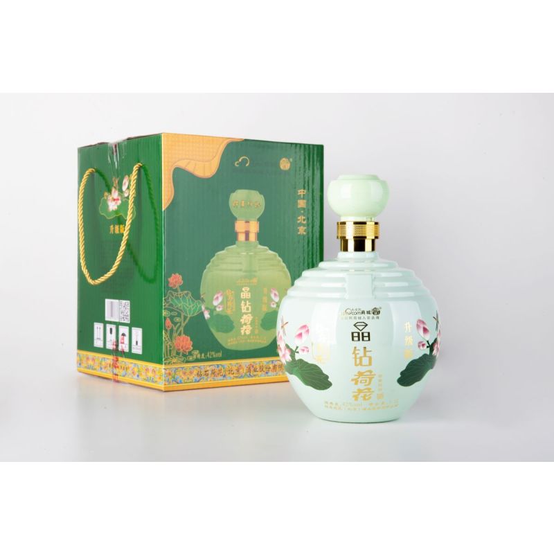 [三斤大坛]晶钻荷花1500ml浓香型原浆白酒礼盒装42度特价