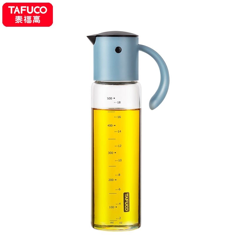 日本泰福高(TAFUCO)自动开合油壶 防漏玻璃油壶 酱油壶醋壶厨房用装油瓶 家用香油瓶大容量调味罐调味盒 -550ml