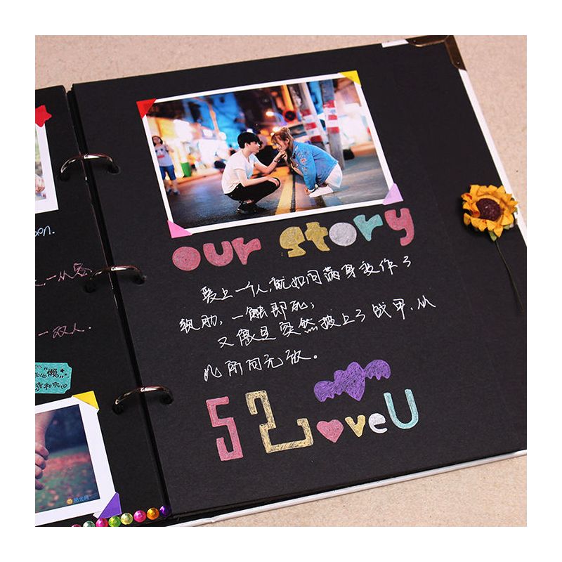 diy手工自制活页宝宝情侣旅行相册麻布 毕业季惊喜纪念册生日礼物|灰