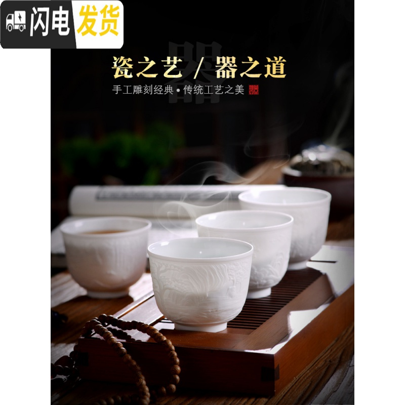 三维工匠景德镇陶瓷刻生肖主人杯单杯品茗茶杯功夫茶具个人礼品杯小茶碗 十二生肖之—羊