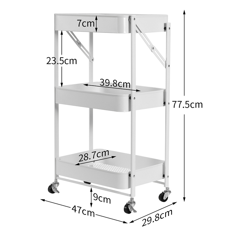 欧润哲 置物架 免安装可折叠可移动小推车 厨房置物架落地式浴室家用收纳层架高清大图