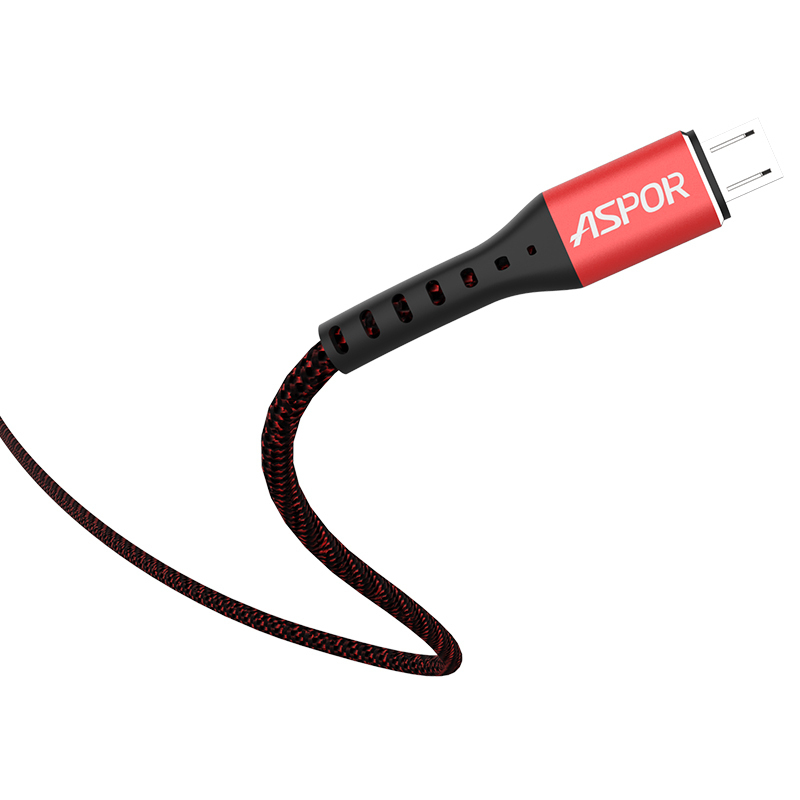 ASPOR A166 安卓数据线平板手机通用尼龙数据线Micro USB1M充电线 红色