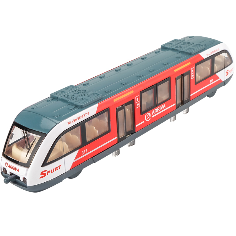 合金地铁玩具模型火车仿真轻轨动车和谐号复兴号男孩儿童玩具车双节红