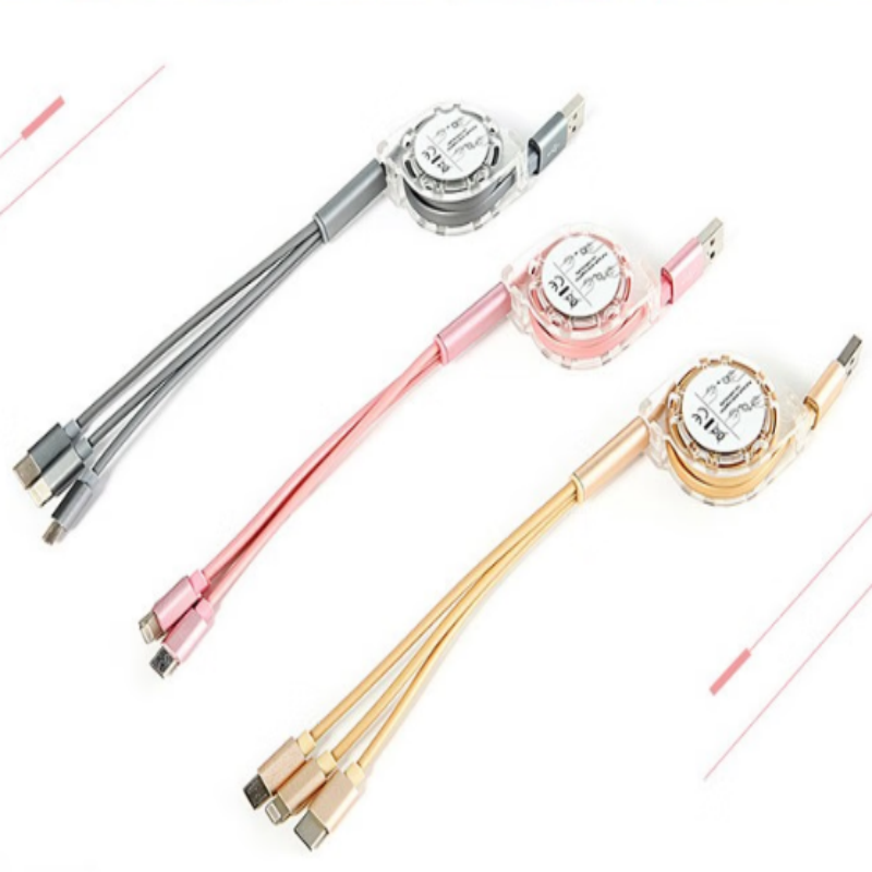 LOOMOO乐默 一拖三充电线(可伸缩) LCB-131 红色/土豪金/灰色可选 货期1周高清大图